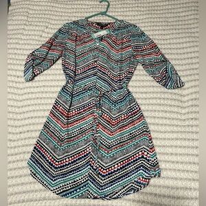 41 Hawthorn Chevron Long Sleeve Dress - Blue, Red, Black